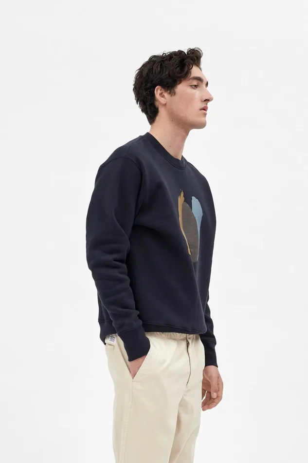 Men Arne Paint N Logo Sweatshirt Dark Navy Norse Projects Sweatshirts