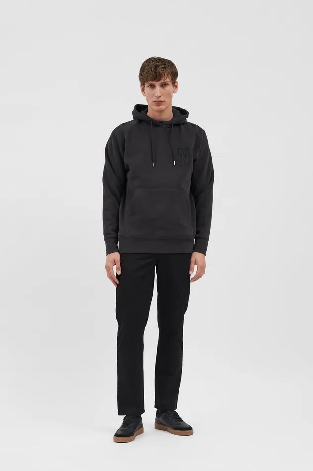 Men Arne Relaxed Fleece N Logo Hoodie Black Norse Projects Sweatshirts