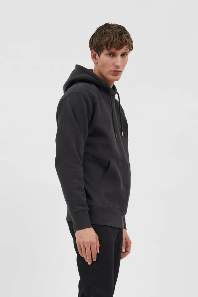 Men Arne Relaxed Fleece N Logo Hoodie Black Norse Projects Sweatshirts
