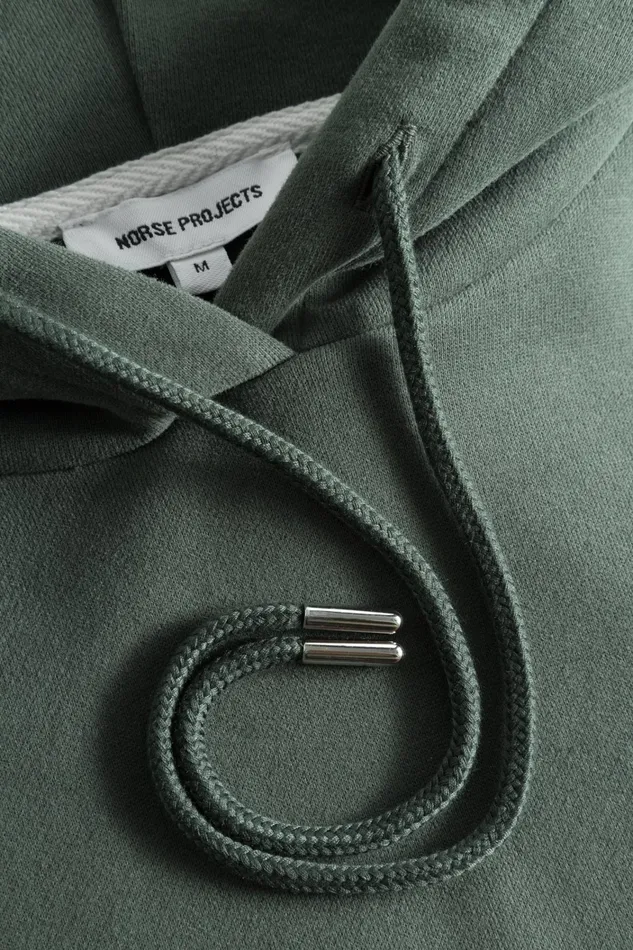 Men Arne Relaxed Organic Brushed Fleece Large N Hoodie Spruce Green Norse Projects Sweatshirts