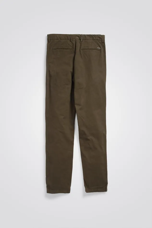 Men Aros Slim Italian Brushed Twill Chino Beech Green Norse Projects Trousers