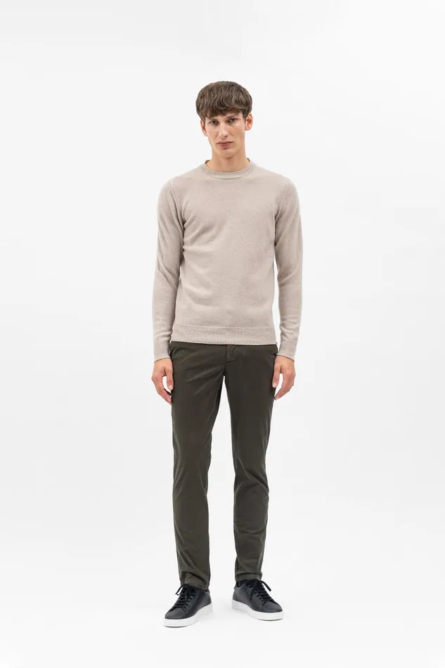 Men Aros Slim Italian Brushed Twill Chino Beech Green Norse Projects Trousers