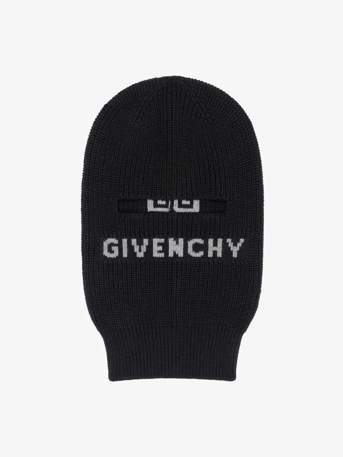 Men Beanies and Caps Givenchy GIVENCHY 4G Knitted Balaclava In Wool Blackgrey