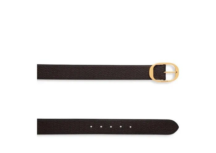 Men Belts Tom Ford Grain Leather Oval Belt Chocolate Men Belts Tom Ford Grain Leather Oval Belt Chocolate