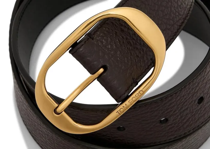 Men Belts Tom Ford Grain Leather Oval Belt Chocolate Men Belts Tom Ford Grain Leather Oval Belt Chocolate