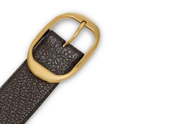 Men Belts Tom Ford Grain Leather Oval Belt Chocolate Men Belts Tom Ford Grain Leather Oval Belt Chocolate