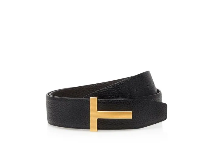 Men Belts Tom Ford Grain Leather Ridge T Belt Brown Black