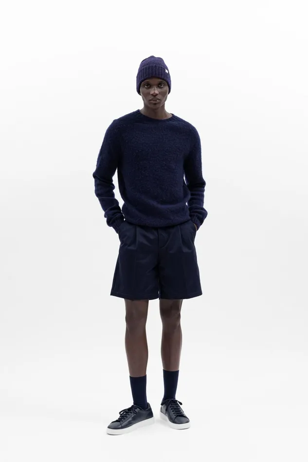 Men Birnir Brushed Lambswool Dark Navy Norse Projects Knitwear