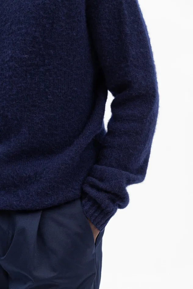 Men Birnir Brushed Lambswool Dark Navy Norse Projects Knitwear