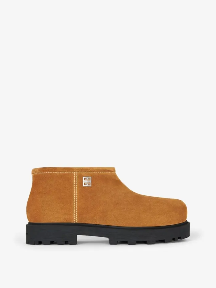 Men Boots and Loafers Givenchy Storm Ankle Boots In Suede And Shearling Beige Camel