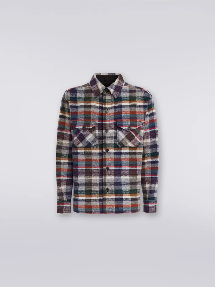 Men Checked Cashmere And Wool Overshirt Blue Missoni Coats and Jackets