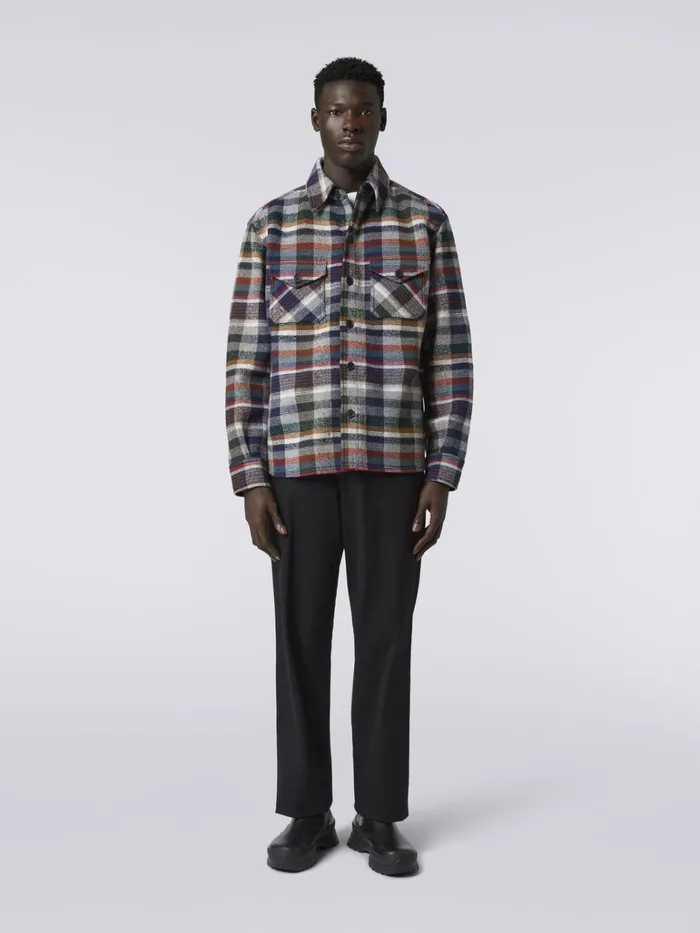 Men Checked Cashmere And Wool Overshirt Blue Missoni Coats and Jackets Men Checked Cashmere And Wool Overshirt Blue Missoni Coats and Jackets