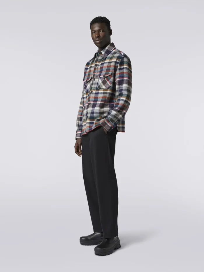 Men Checked Cashmere And Wool Overshirt Blue Missoni Coats and Jackets Men Checked Cashmere And Wool Overshirt Blue Missoni Coats and Jackets
