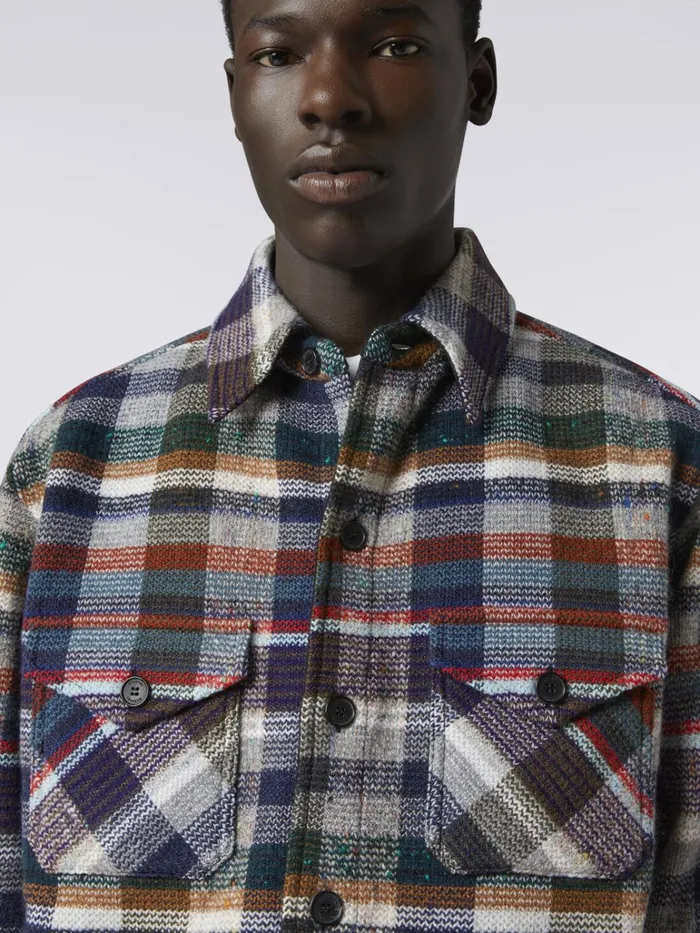 Men Checked Cashmere And Wool Overshirt Blue Missoni Coats and Jackets Men Checked Cashmere And Wool Overshirt Blue Missoni Coats and Jackets