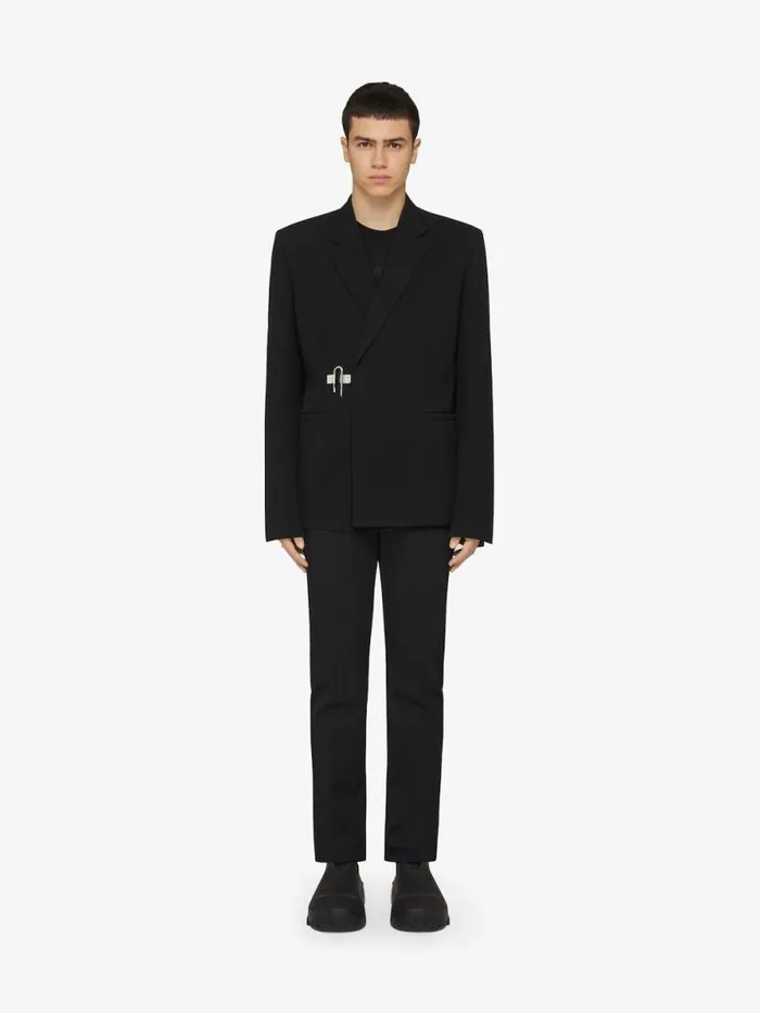 Men Coats and Jackets Givenchy ULock Jacket In Knit Wool Blacksilvery