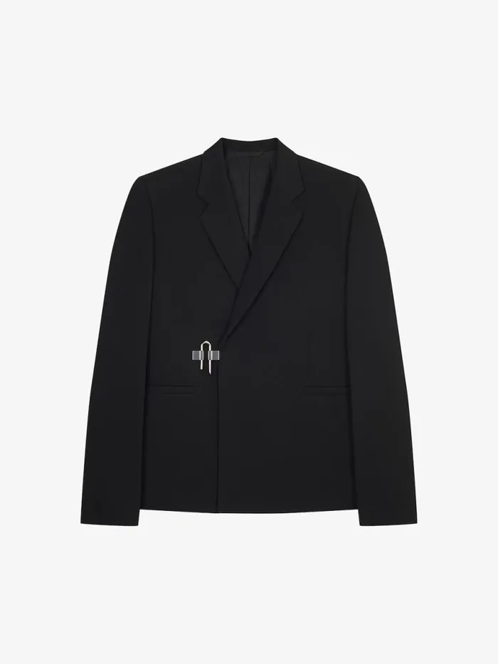 Men Coats and Jackets Givenchy ULock Jacket In Knit Wool Blacksilvery