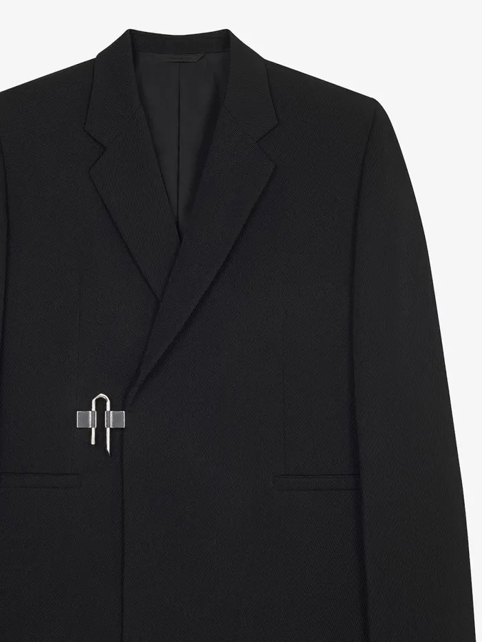 Men Coats and Jackets Givenchy ULock Jacket In Knit Wool Blacksilvery