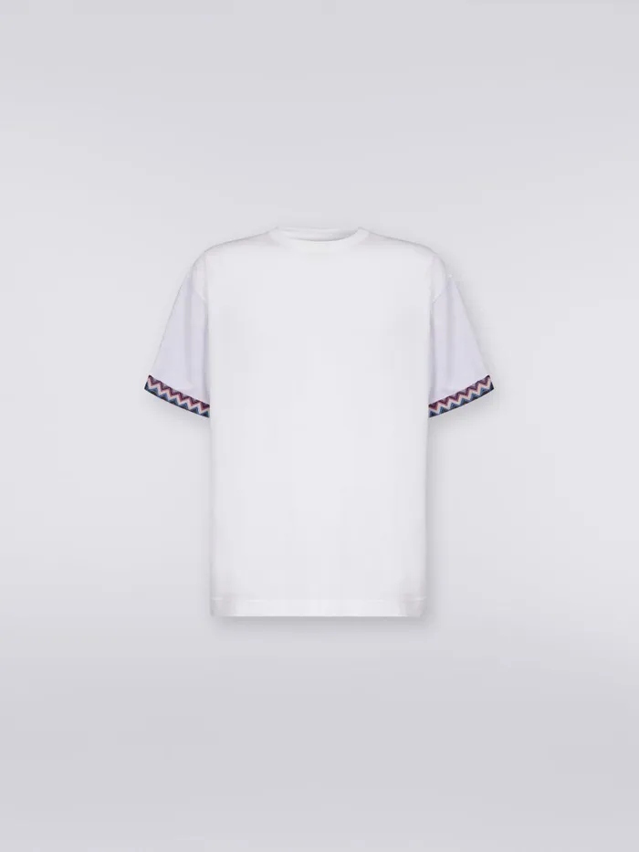 Men Cotton Jersey TShirt With Zigzag TurnUps Multicoloured Missoni Polos and Tshirts