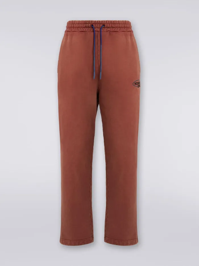 Men Cotton Knit Trousers With Logo Rust Missoni Sport