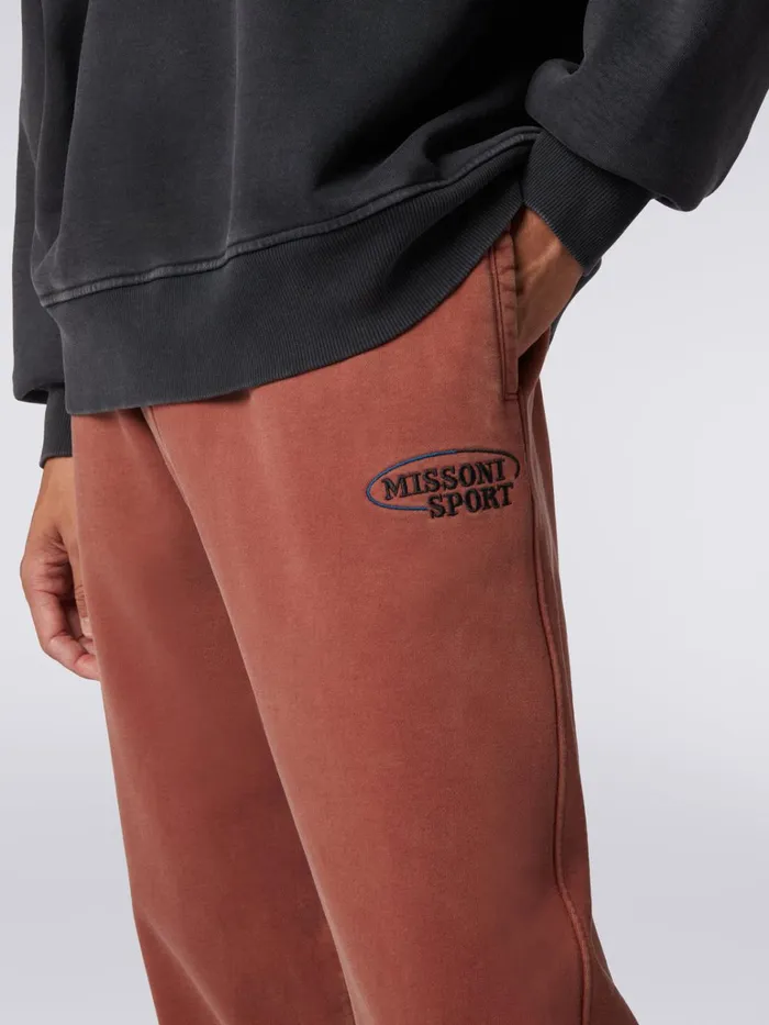 Men Cotton Knit Trousers With Logo Rust Missoni Sport Men Cotton Knit Trousers With Logo Rust Missoni Sport