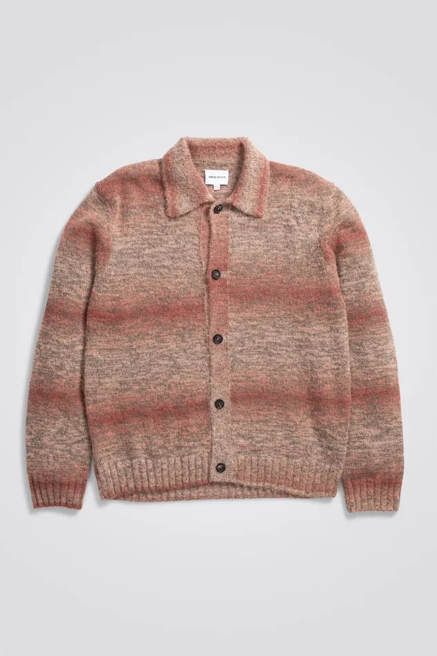 Men Erik Space Dye Knit Jacket Blood Orange Norse Projects Knitwear