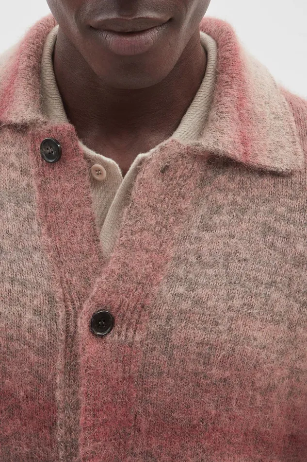 Men Erik Space Dye Knit Jacket Blood Orange Norse Projects Knitwear
