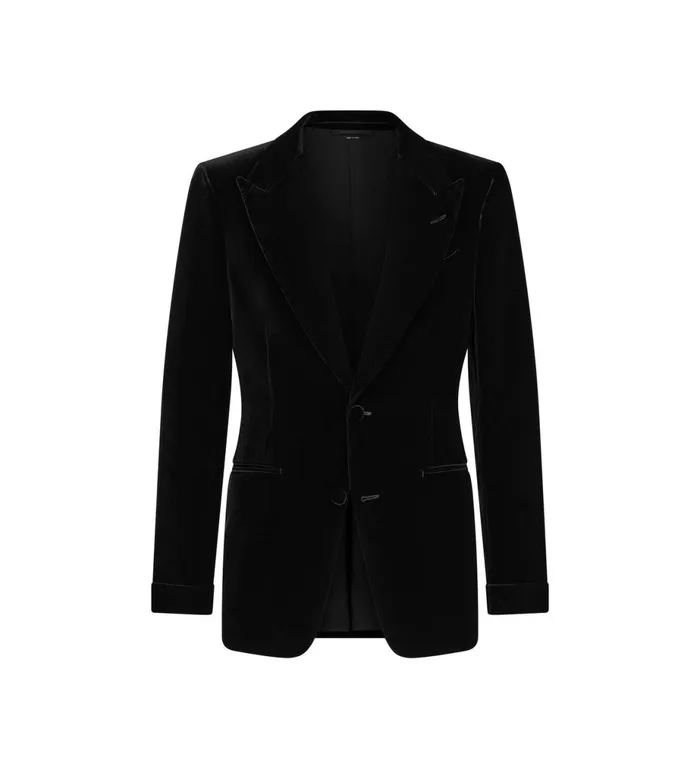 Men Evening Tom Ford Fluid Velvet Shelton Cocktail Jacket Black