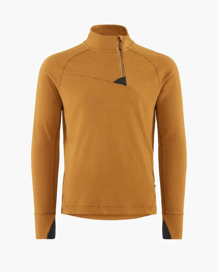 Men Huge Norna Half Zip Mid Layer Mustard Klttermusen Fleeces and Sweaters