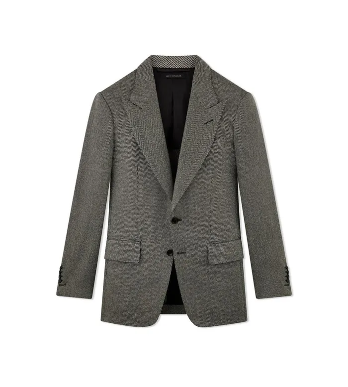 Men Jackets Tom Ford Cashmere Herringbone Shelton Jacket Grey