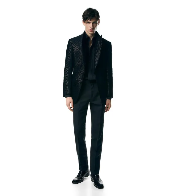 Men Jackets Tom Ford Wave Jacquard Atticus Cocktail Jacket Black Men Jackets Tom Ford Wave Jacquard Atticus Cocktail Jacket Black