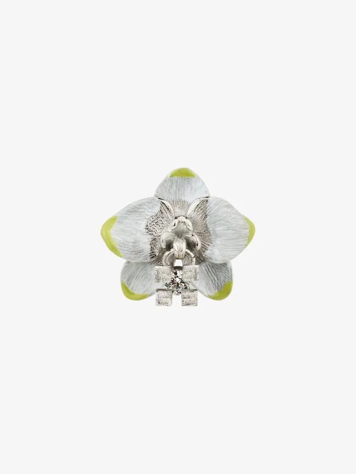 Men Jewelry Givenchy Flower Ear Cuff In Metal Enamel And Crystal Whiteyellow