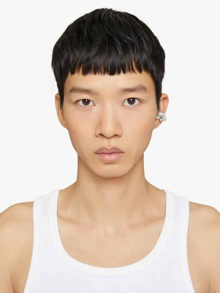 Men Jewelry Givenchy Flower Ear Cuff In Metal Enamel And Crystal Whiteyellow