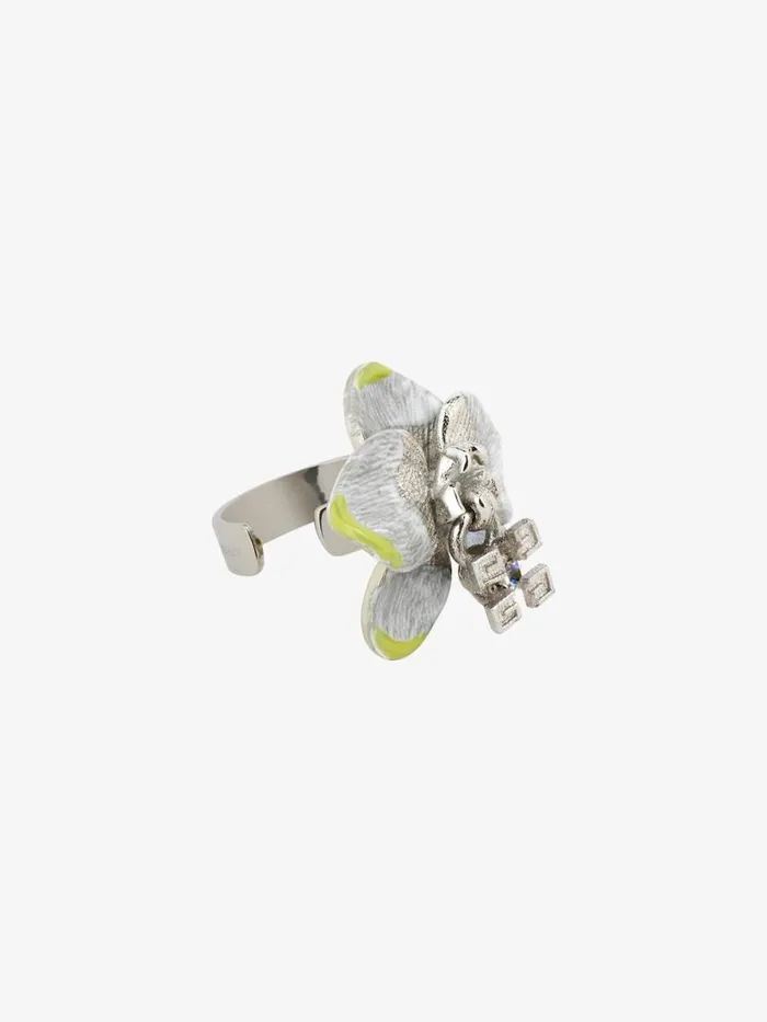 Men Jewelry Givenchy Flower Ear Cuff In Metal Enamel And Crystal Whiteyellow
