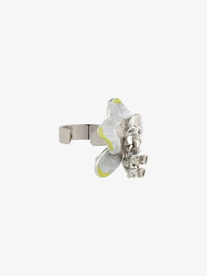 Men Jewelry Givenchy Flower Ear Cuff In Metal Enamel And Crystal Whiteyellow
