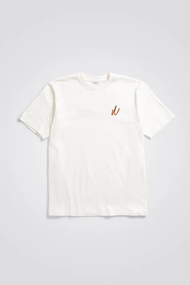 Men Johannes Chain Stitch Tshirt Ecru Norse Projects TShirts