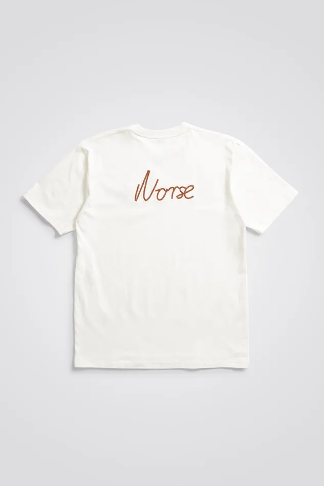 Men Johannes Chain Stitch Tshirt Ecru Norse Projects TShirts