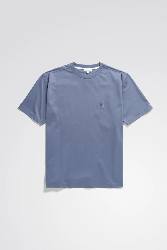 Men Johannes N Logo Tshirt Fog Blue Norse Projects TShirts