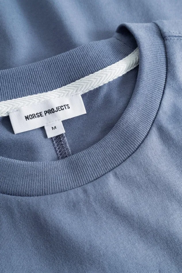 Men Johannes N Logo Tshirt Fog Blue Norse Projects TShirts