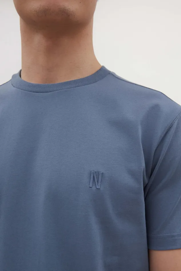 Men Johannes N Logo Tshirt Fog Blue Norse Projects TShirts