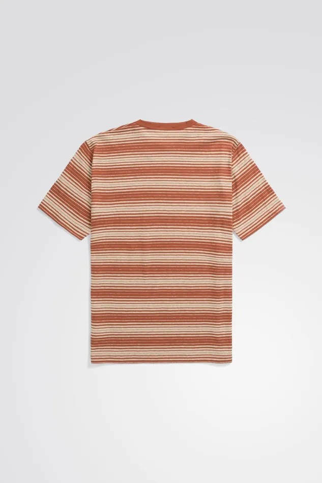 Men Johannes Spaced Stripe Tshirt Red Ochre Norse Projects TShirts