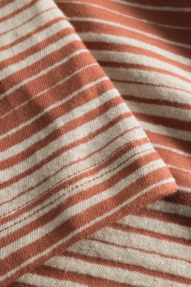 Men Johannes Spaced Stripe Tshirt Red Ochre Norse Projects TShirts