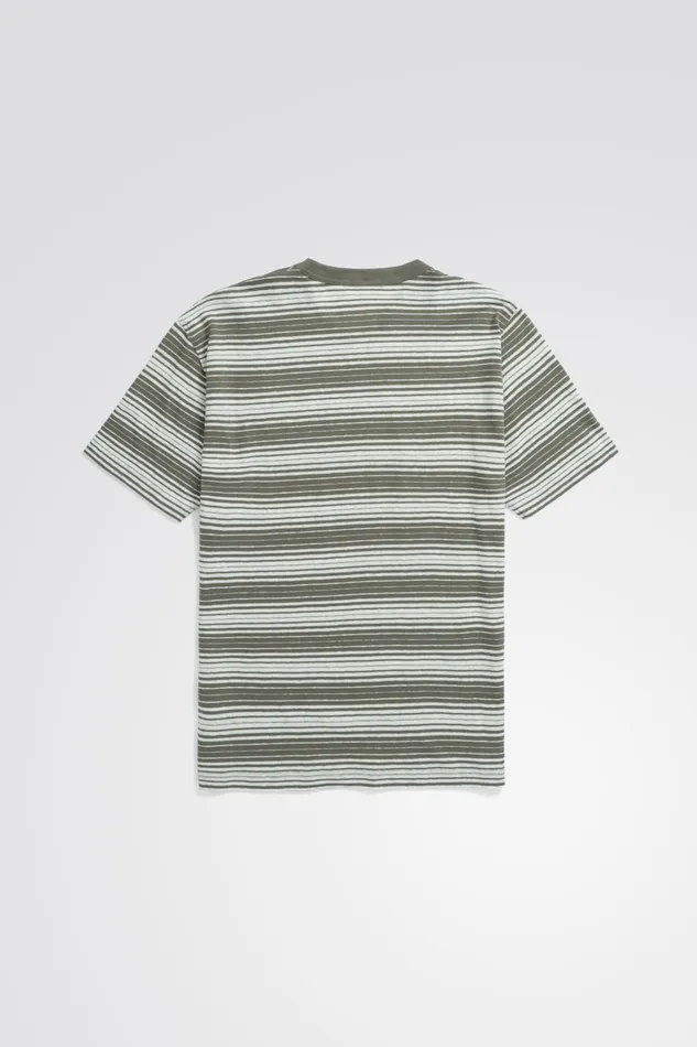 Men Johannes Spaced Stripe Tshirt Sediment Green Norse Projects TShirts
