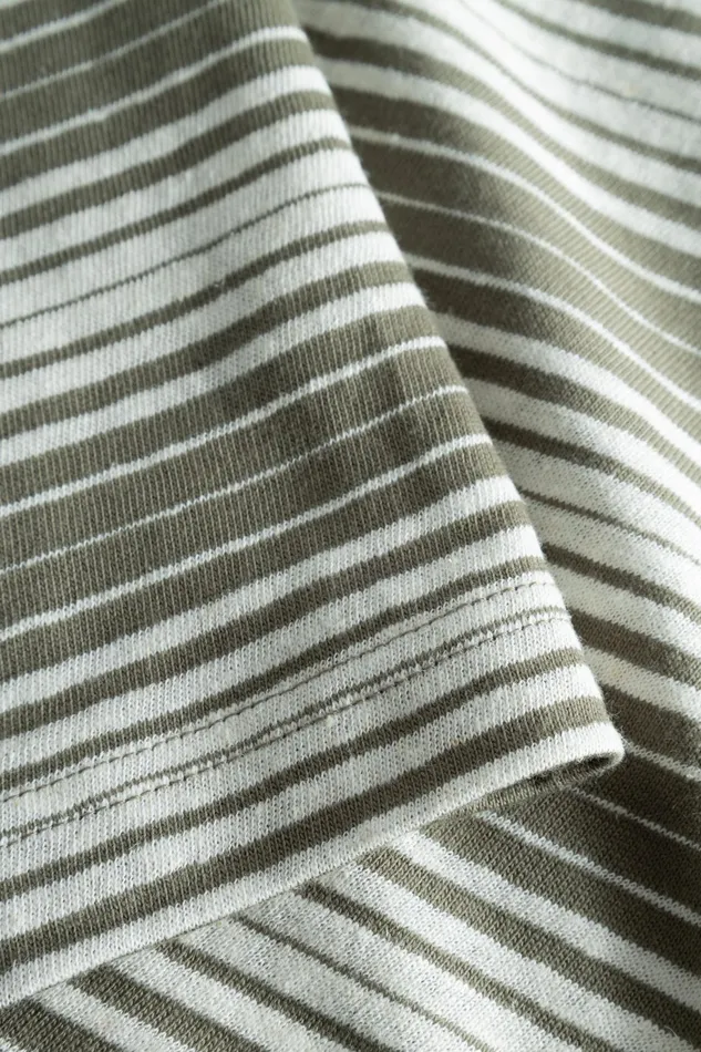 Men Johannes Spaced Stripe Tshirt Sediment Green Norse Projects TShirts