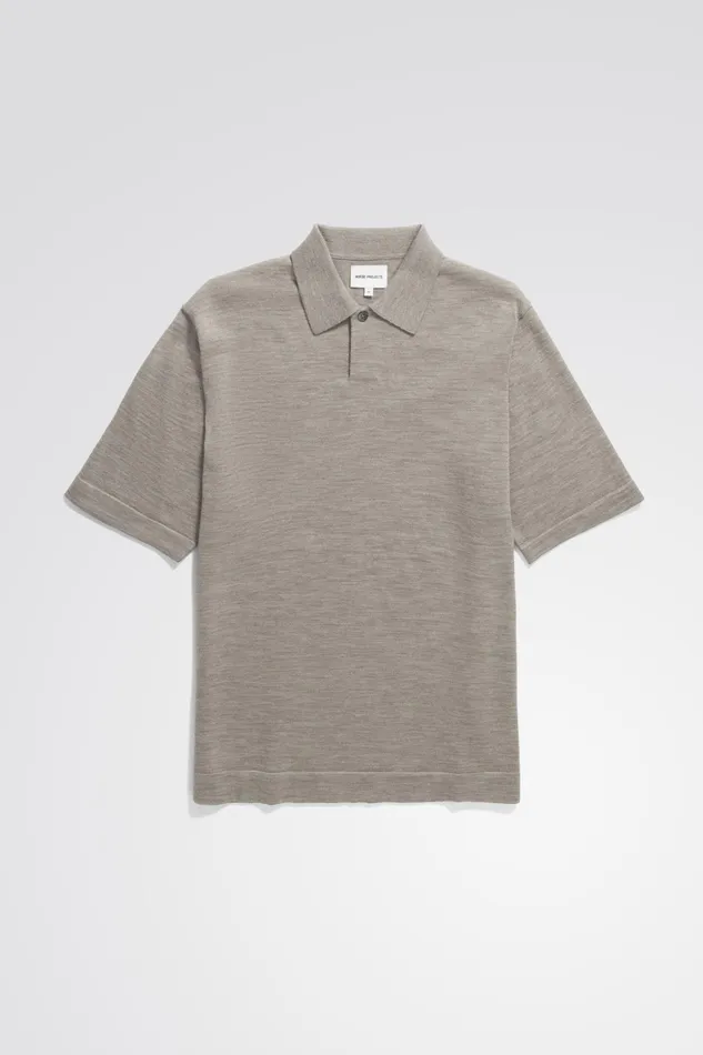 Men Jon Tech Merino SS Polo Sand Norse Projects Knitwear