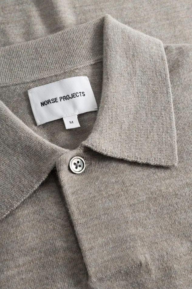 Men Jon Tech Merino SS Polo Sand Norse Projects Knitwear
