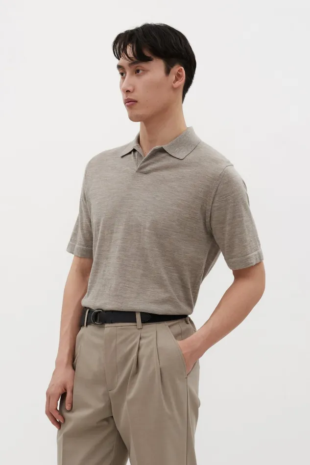 Men Jon Tech Merino SS Polo Sand Norse Projects Knitwear