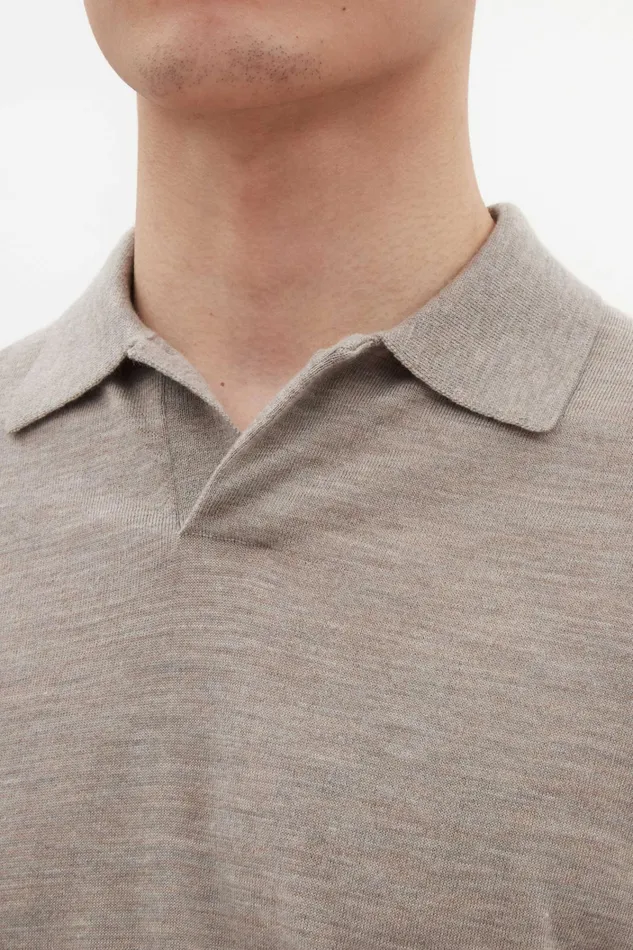 Men Jon Tech Merino SS Polo Sand Norse Projects Knitwear
