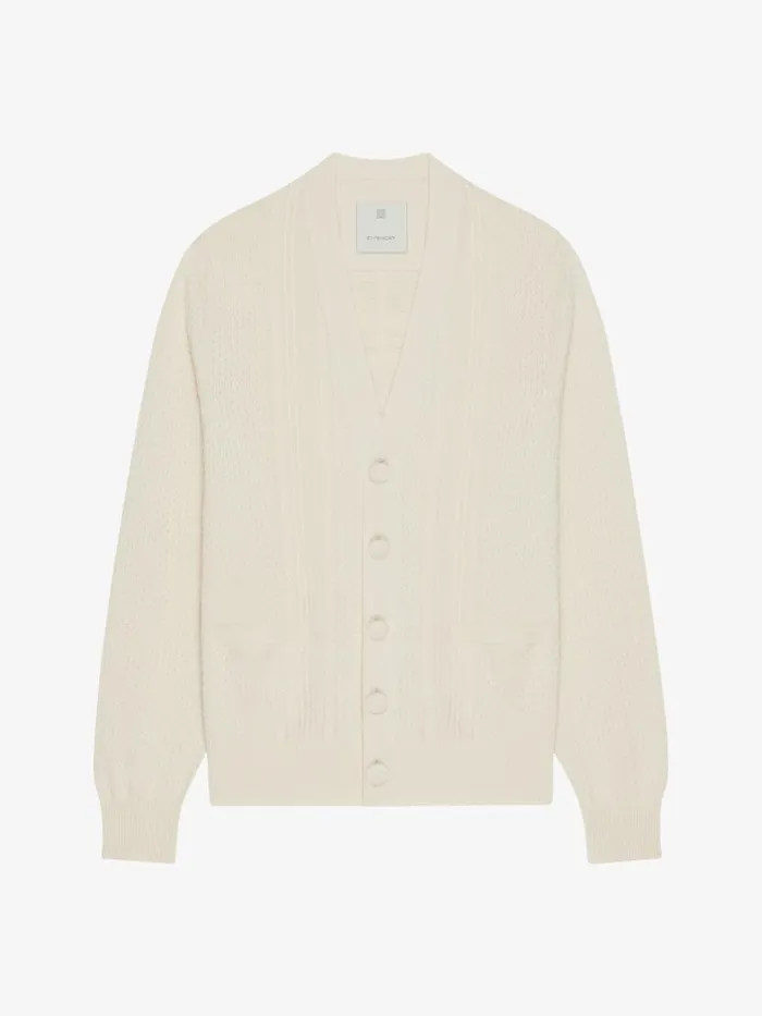 Men Knitwear Givenchy 4G Cableknit Cardigan Ivory