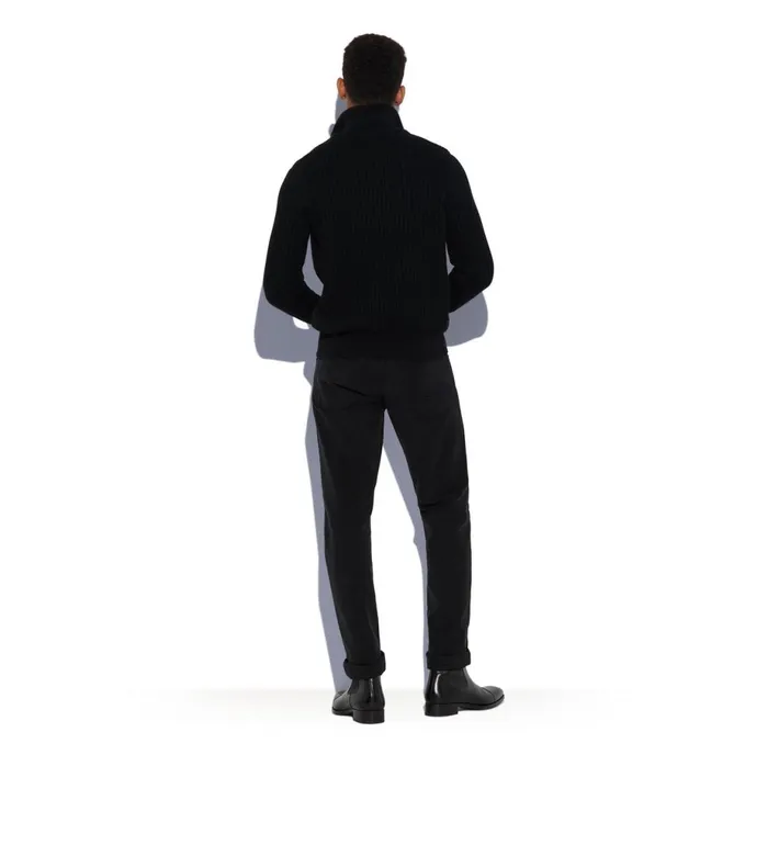 Men Knitwear Tom Ford Merino Cashmere Zip Through Black