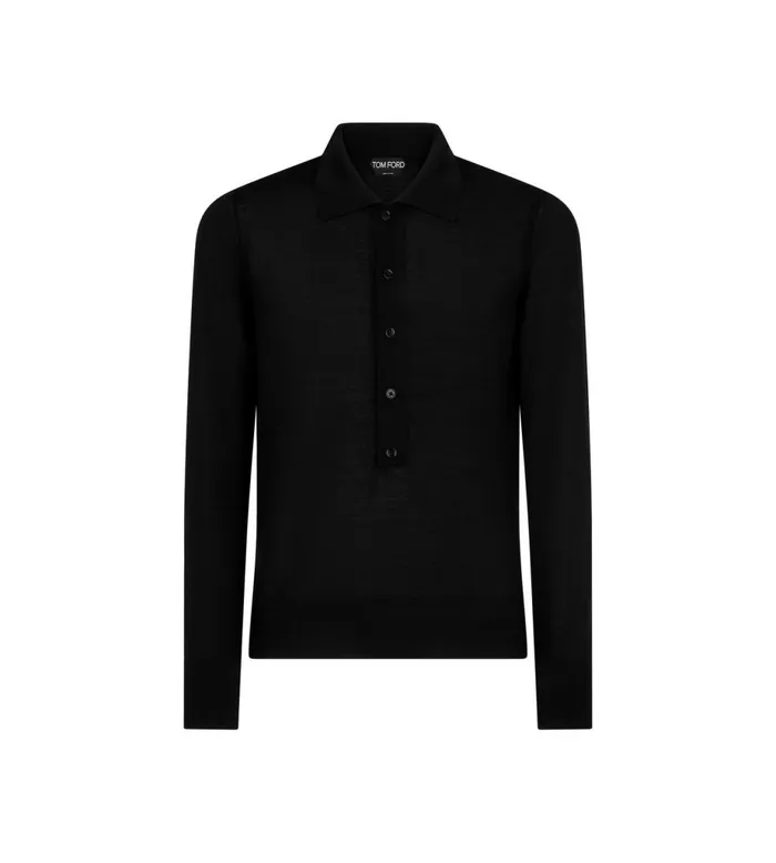 Men Knitwear Tom Ford Merino Silk Polo Black